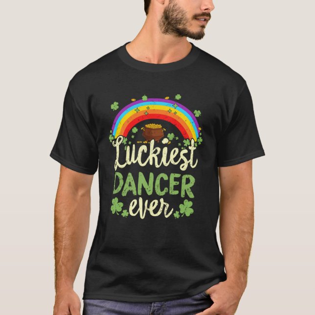 Luckiest Dancer Ever St Patricks Day Rainbow Men W T Shirt (Framsida)
