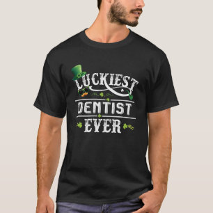 Luckiest Dentist nånsin Shamrock Leprechaun Hat St T Shirt