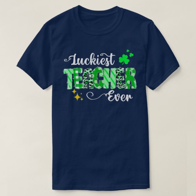Luckiest eacher nånsin Shamrock eacher St Patricks T Shirt (Design framsida)