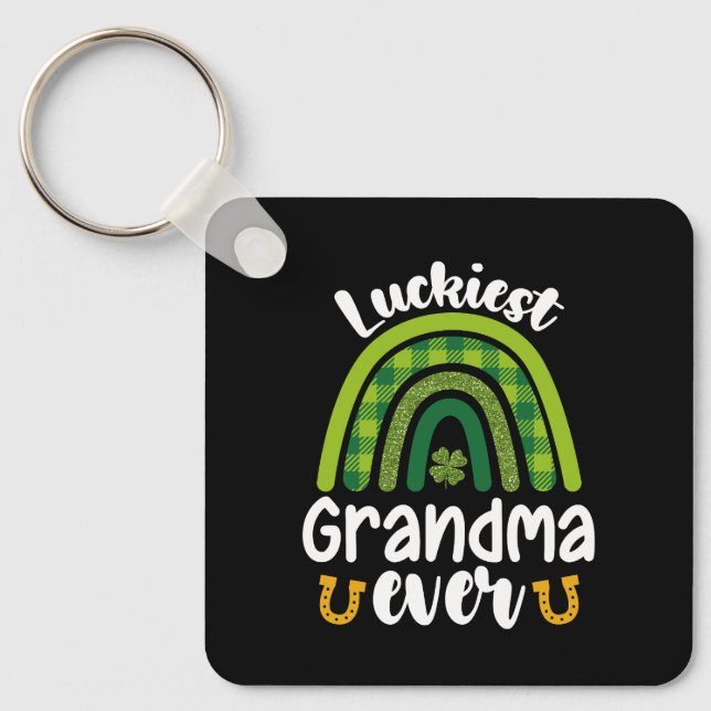 Luckiest Grandma All Family St patrick's day Nyckelring (Framsida)