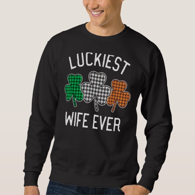 Luckiest Makfe nånsin St patrick's day Irish Play  Lång Ärmad Tröja (Framsida)