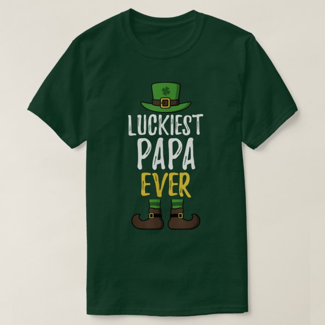 Luckiest Pappa någonsin Leprechaun St  T Shirt (Design framsida)