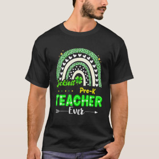 Luckiest Prek Preschool Teacher någonsin St Patric T Shirt
