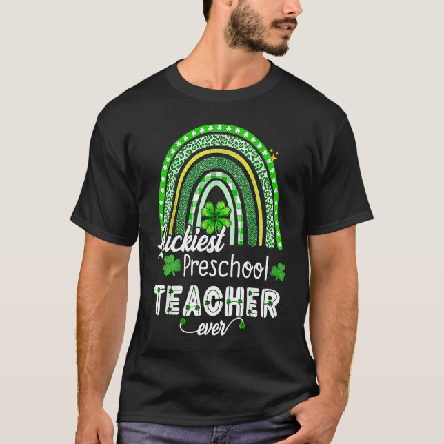 Luckiest Preschool Teacher Ever St Patrick's Day R T Shirt (Framsida)