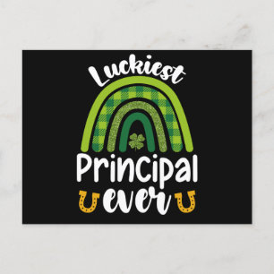 Luckiest Principal All School St patrick's day Vykort