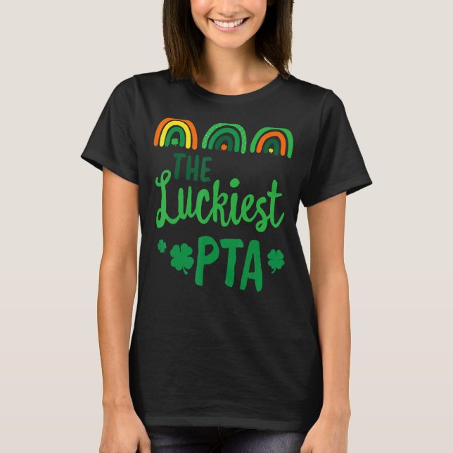 Luckiest Pta St patrick's day Physical Therapy T Shirt (Framsida)