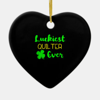 Luckiest Quilter nånsin patricks Day Irish Quiltin Julgransprydnad Keramik