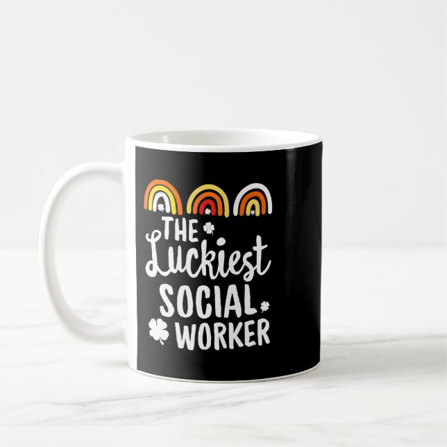 Luckiest Social Worker St. Patricks Day Lucky Kaffemugg (Vänster)