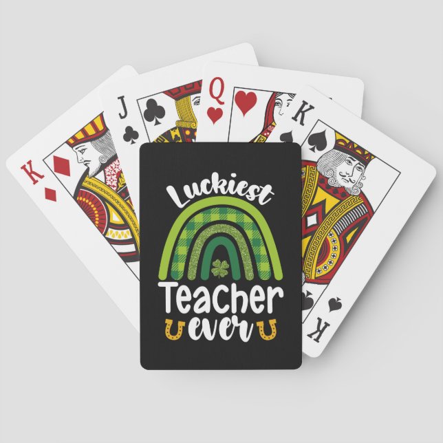Luckiest Teacher All School St patrick's day Casinokort (Baksidan)