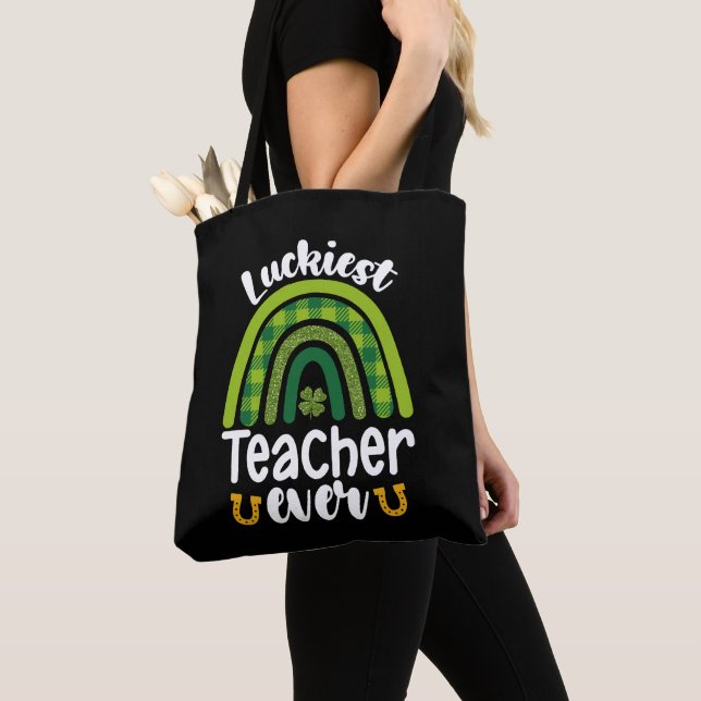 Luckiest Teacher All School St patrick's day Tygkasse (Närbild)