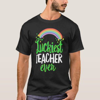 Luckiest Teacher Ever Rainbow Shamrock St Patrick' T Shirt