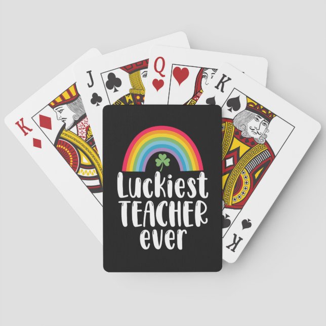 Luckiest Teacher nånsin School Gift St patricks da Casinokort (Baksidan)