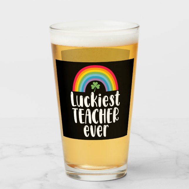 Luckiest Teacher nånsin School Gift St patricks da Glaskopp (Framsida fylld)