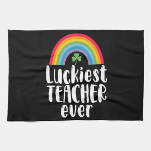 Luckiest Teacher nånsin School Gift St patricks da Kökshandduk