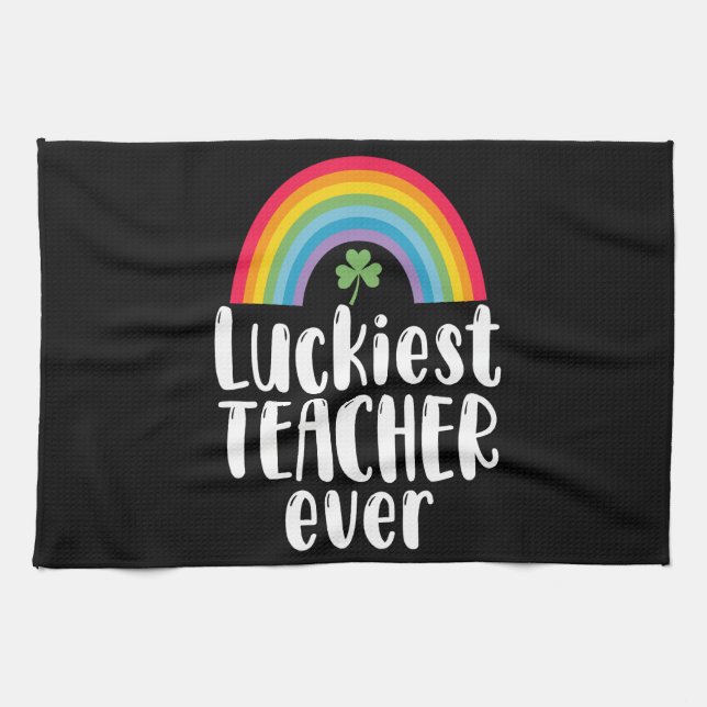 Luckiest Teacher nånsin School Gift St patricks da Kökshandduk (Horisontell)
