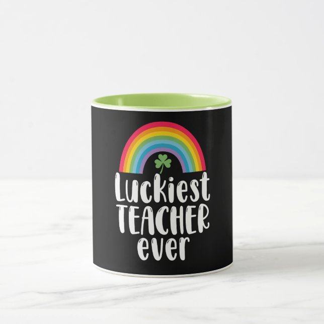 Luckiest Teacher nånsin School Gift St patricks da Mugg (Center)