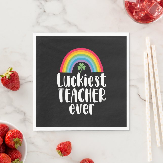 Luckiest Teacher nånsin School Gift St patricks da Pappersservett (Insitu)