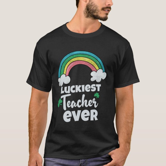 Luckiest Teacher nånsin Shamrock Educator School T Shirt (Framsida)