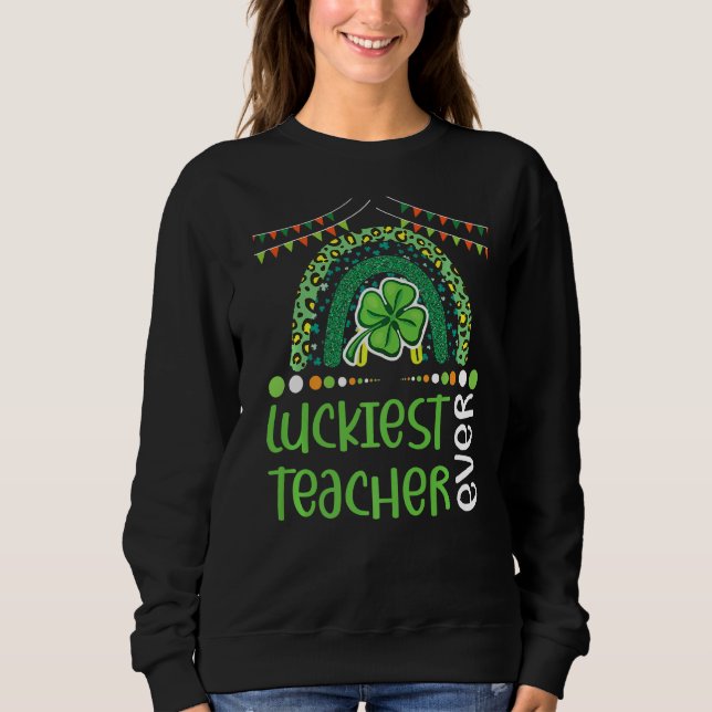 Luckiest Teacher nånsin Shamrock St patricks day R T Shirt (Framsida)