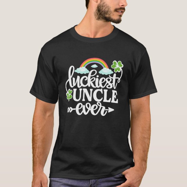 Luckiest Uncle Ever   St Patrick's Day Shamrock T Shirt (Framsida)
