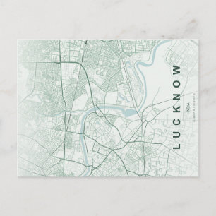 Lucknow Indien Stadskarta Minimal Design Vykort