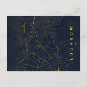 Lucknow Indien Stadskarta Minimal Design Vykort