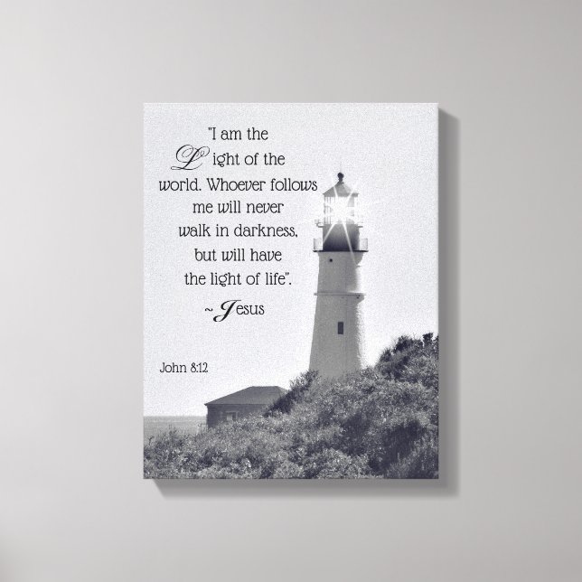 Luckor John 8:12 Wrapped Canvas (Framsida)