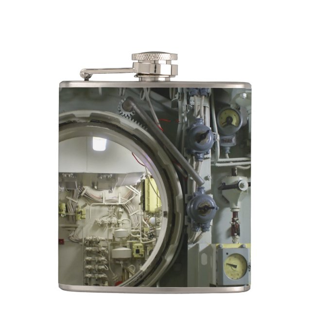 luckor på en gammal retroubåt fickplunta (Framsidan)