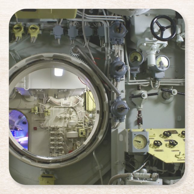 luckor på en gammal retroubåt underlägg papper kvadrat (Framsidan)