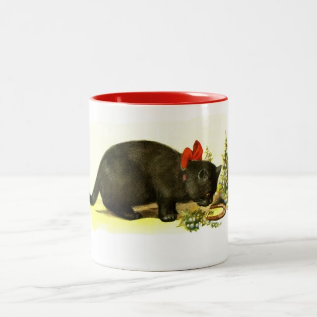 Lucksvart katt Två-Tonad mugg (Center)