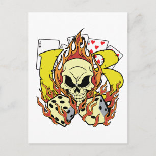 Lucky 13 Dice och Skull Vykort