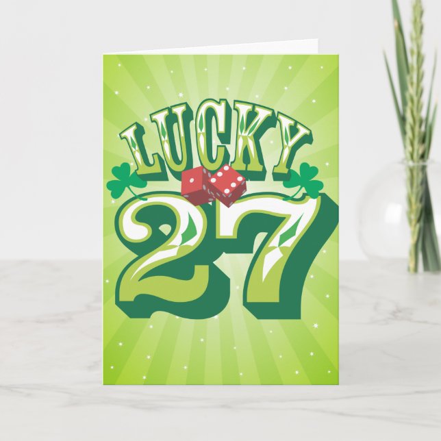 Lucky 27 Birthday Card Kort (Framsida)