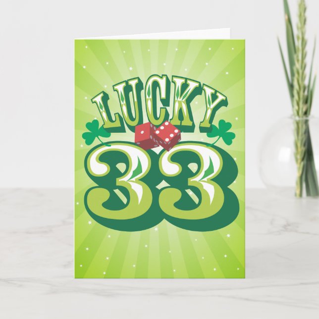 Lucky 33 Birthday Card Kort (Framsida)