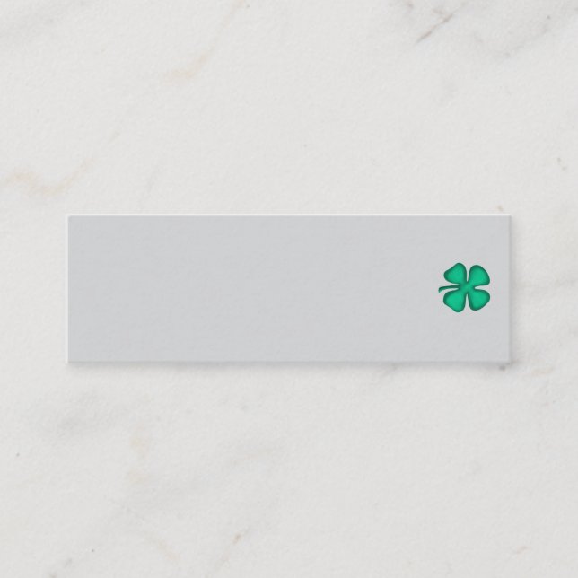Lucky 4 Leaf Irish Clover grå mini visitkort (Framsida)
