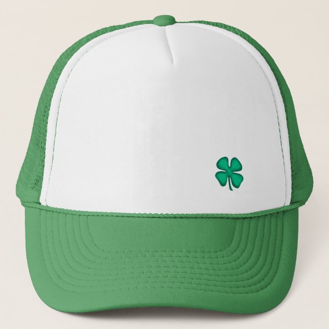 Lucky 4 Leaf Irish Clover grön trucker keps (Framsida)
