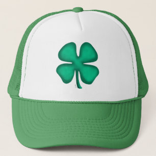 Lucky 4 Leaf Irish Clover grön truckerhatt Keps