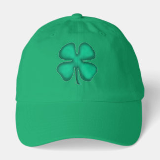 Lucky 4 Leaf Irish Clover kelly green dad cap Keps