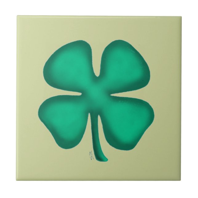 Lucky 4 Leaf Irish Clover light green small tile Kakelplatta (Framsidan)
