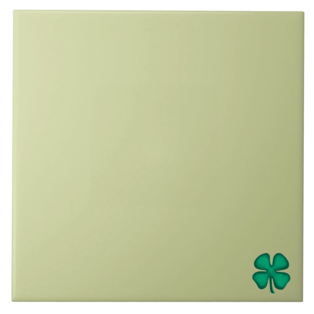 Lucky 4 Leaf Irish Clover tiny lt green large tile Kakelplatta (Framsidan)