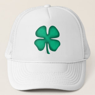Lucky 4 Leaf Irish Clover vit skum trucker mössa Keps