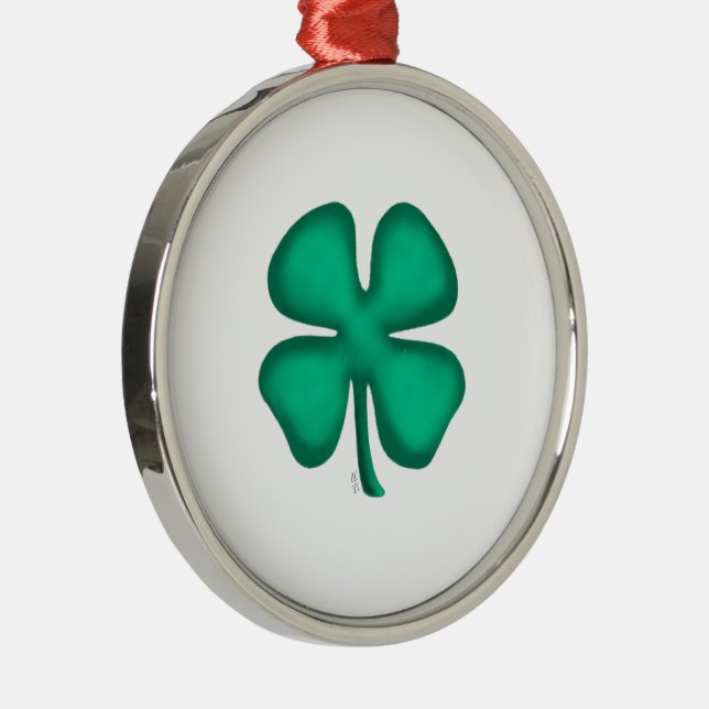 Lucky 4 Leaf Irish Clover white r premium ornament (Höger)
