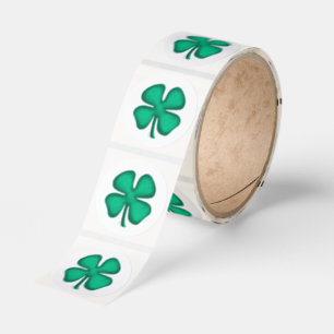 Lucky 4 Leaf irländsk klöver vit sm stenciler rull Runt Klistermärke