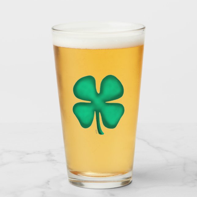 Lucky 4 Löv Irish Klöver Collins glastumlare Glaskopp (Framsida fylld)