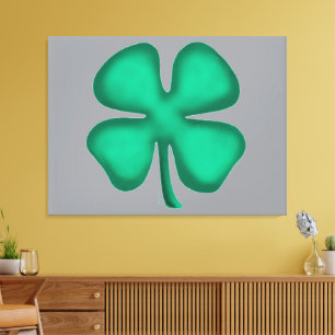 Lucky 4 Löv Irish Klöver grått kanvastryck