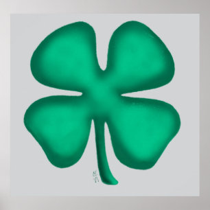 Lucky 4 Löv Irish Klöver grått-matte poster