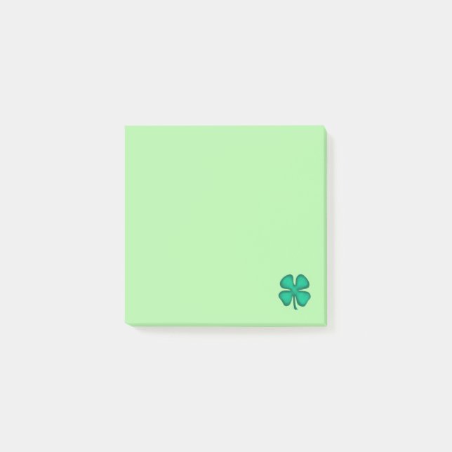 Lucky 4 Löv Irish Klöver grönt 3x3 note dynor Post-it Block (Framsida)
