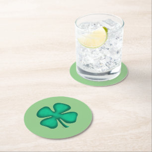Lucky 4 Löv Irish Klöver grönt round underlägg Papper Rund