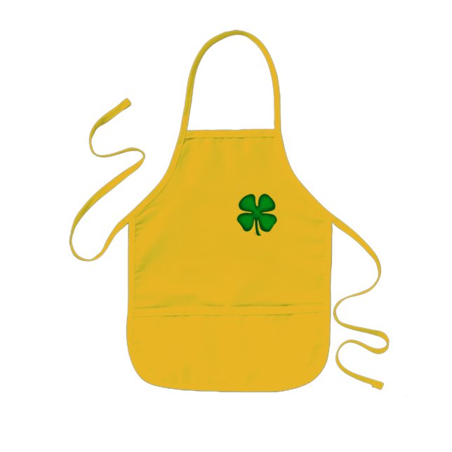 Lucky 4 Löv Irish Klöver gult Katron för irländska Barnförkläde (Framsidan)