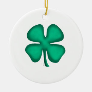 Lucky 4 Löv Irish Klöver keramisk prydnadsföremål, Julgransprydnad Keramik