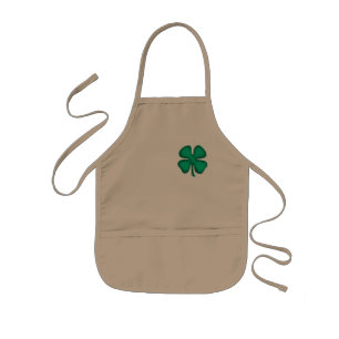 Lucky 4 Löv Irish Klöver killar khaki kock apron Barnförkläde